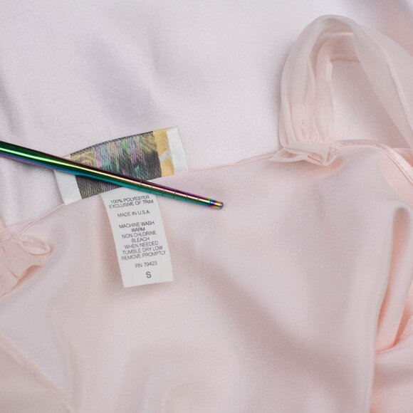 Vtg Dentelle USA Pink Satin Beaded Lace Chemise Slip Dress Nightgown Sz S Y2K - Picture 8 of 11